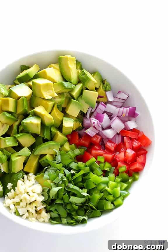 All ingredients combined for Italian Guacamole