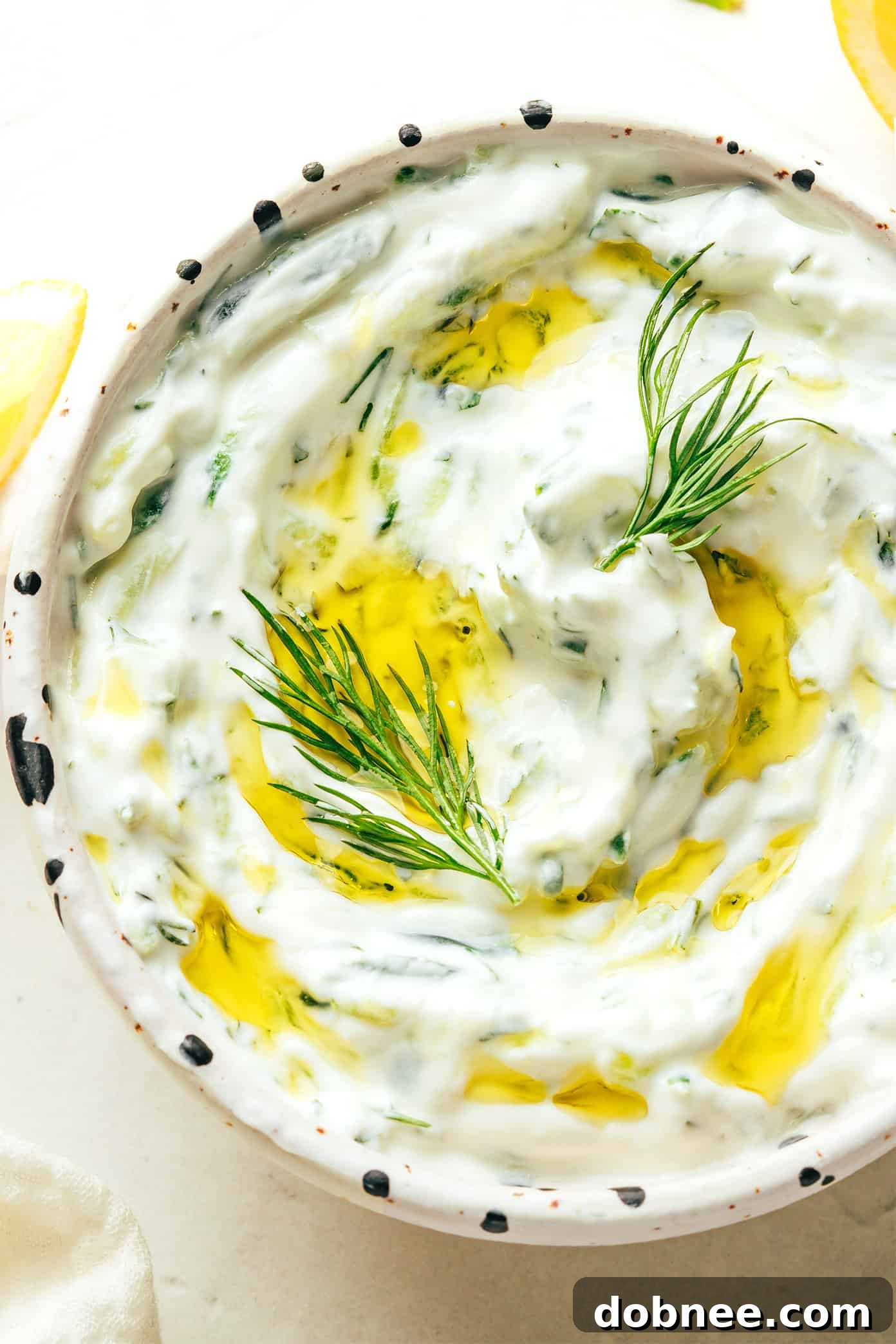 Refreshing Cucumber Yogurt Dip 5 Finely minced garlic cloves, ready to be incorporated into the Tzatziki for a pungent and aromatic depth of flavor.
