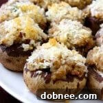 Bacon and Jalapeño Stuffed Mushrooms ready to be served