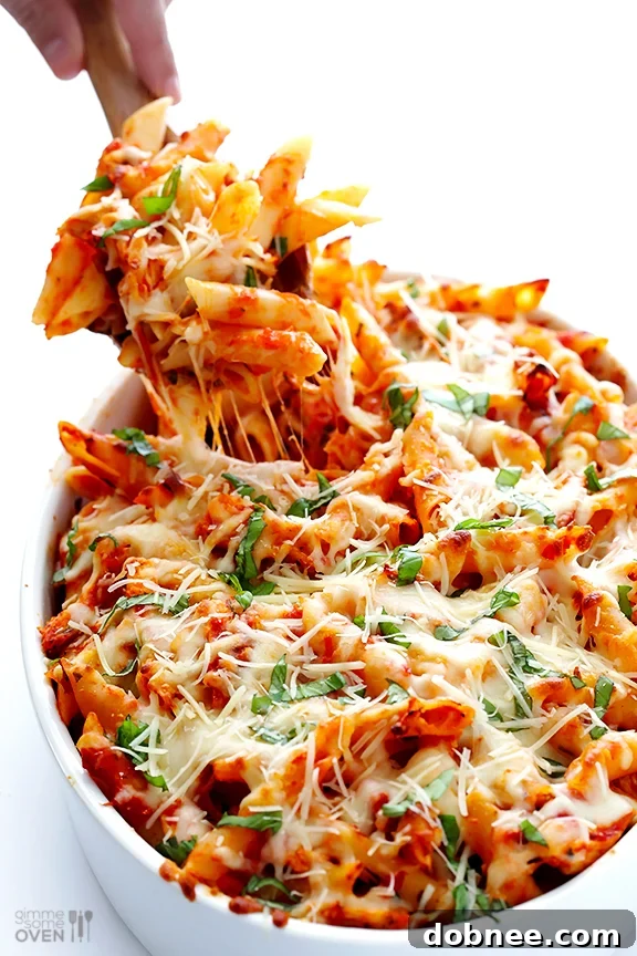Delicious and comforting Chicken Parmesan Baked Ziti, a 6-ingredient recipe that's perfect for family dinners.