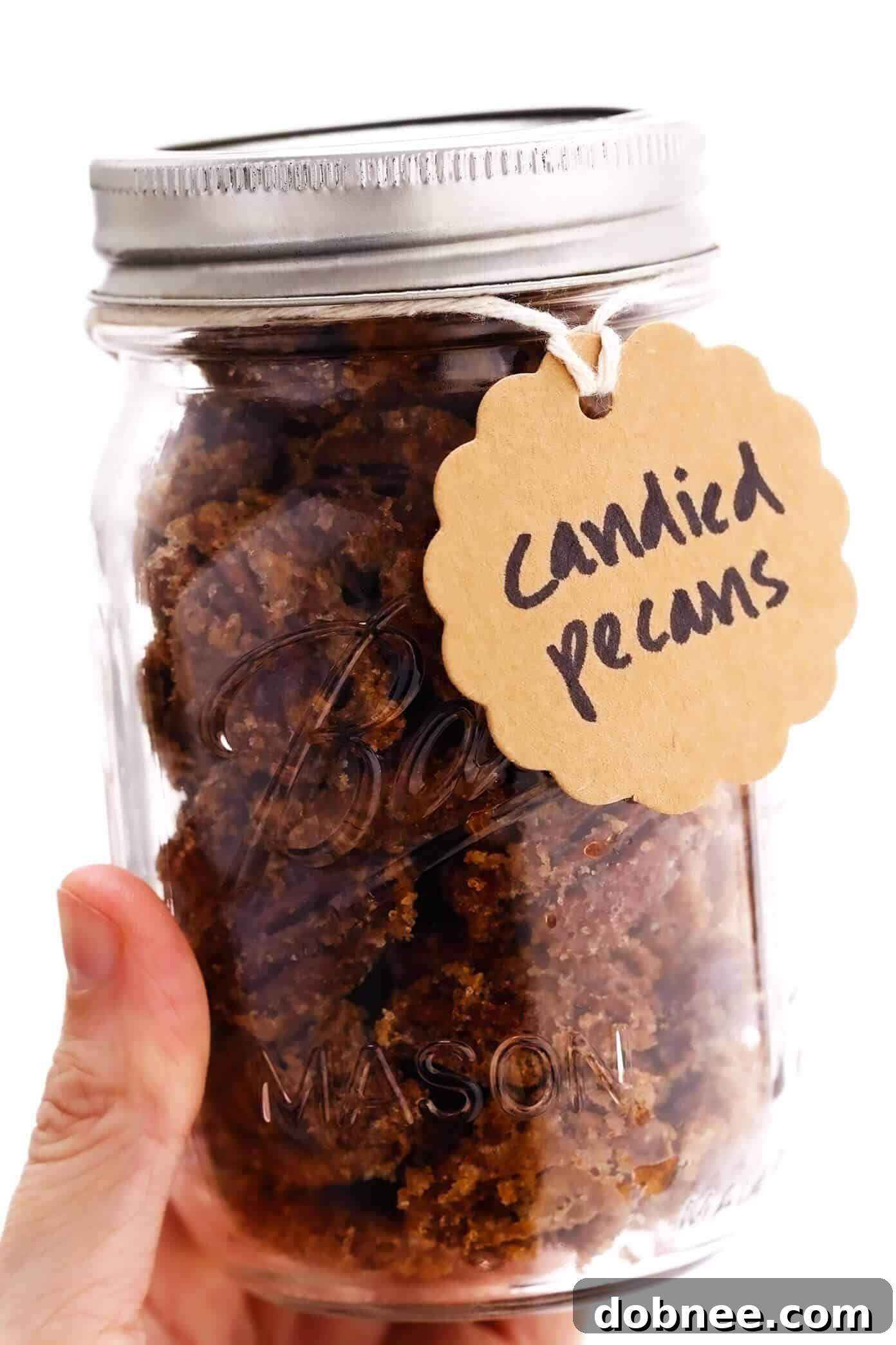 Candied Pecans in Mason Jar
