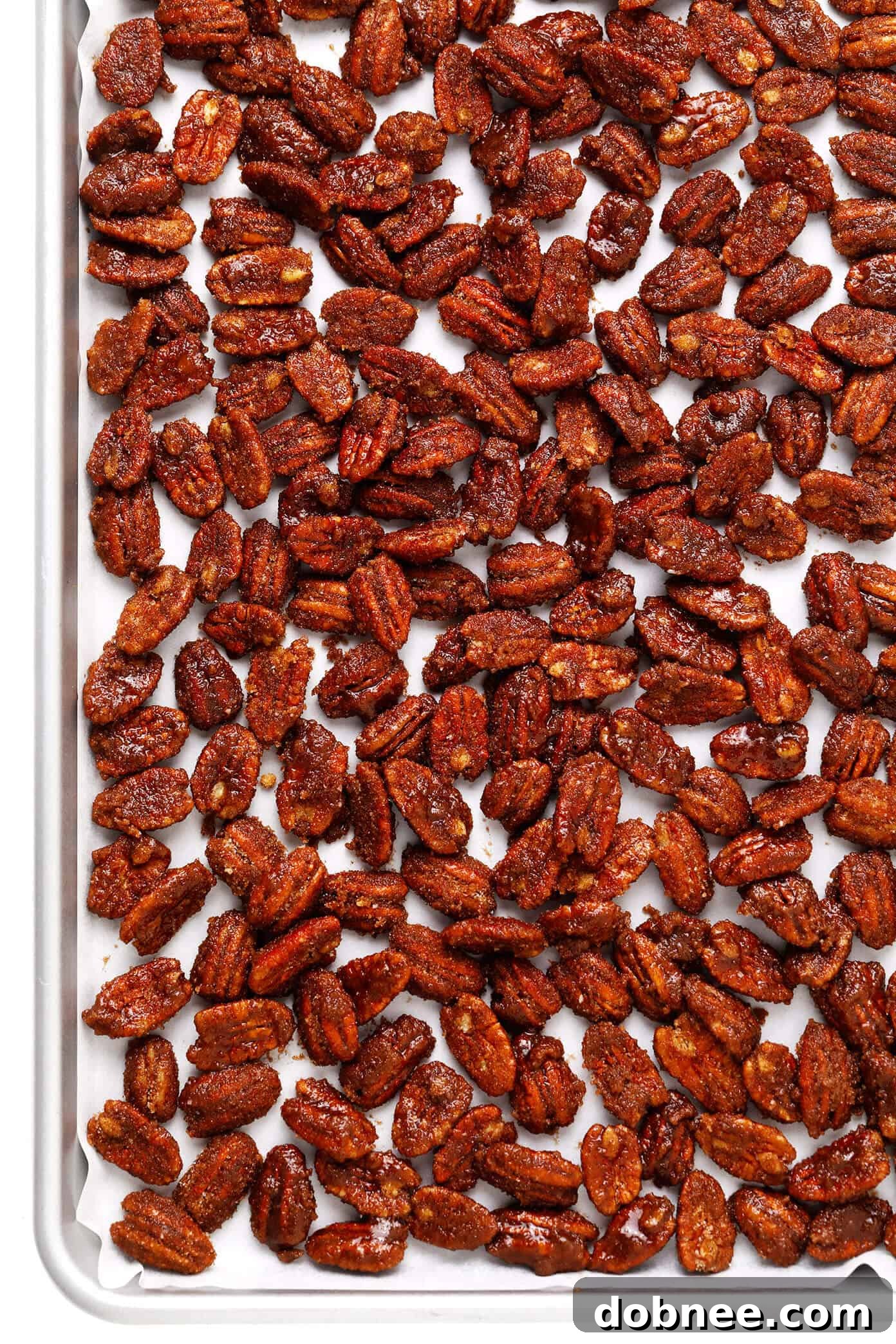 Prepping candied pecans for baking