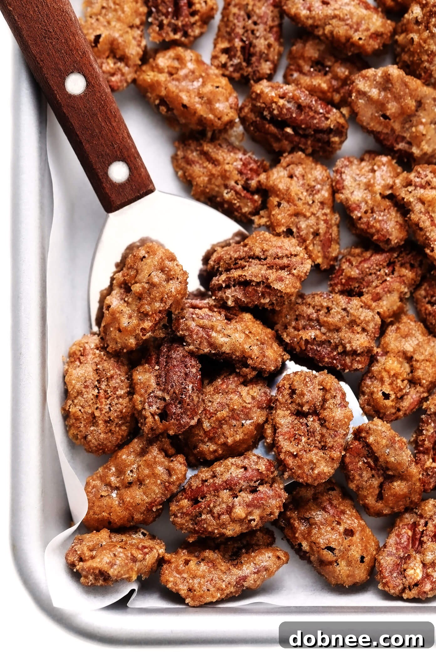 Candied pecans recipe close-up
