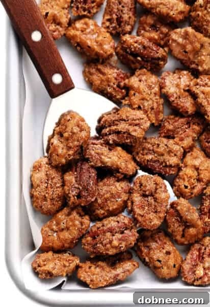 Candied Pecans on Baking Sheet