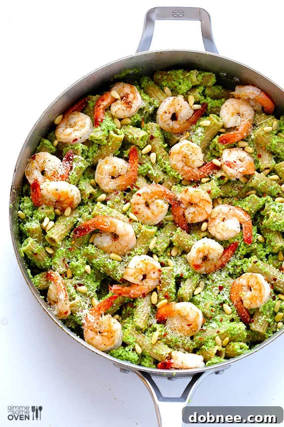 Shrimp Pasta with Broccoli Pesto | gimmesomeoven.com #seafood
