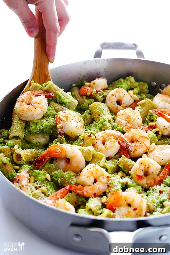 Shrimp Pasta with Broccoli Pesto | gimmesomeoven.com #seafood