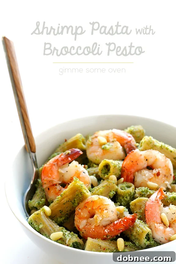 Shrimp Pasta with Broccoli Pesto | gimmesomeoven.com #seafood