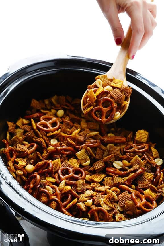 Slow Cooker Chex Mix Ready After Cooking