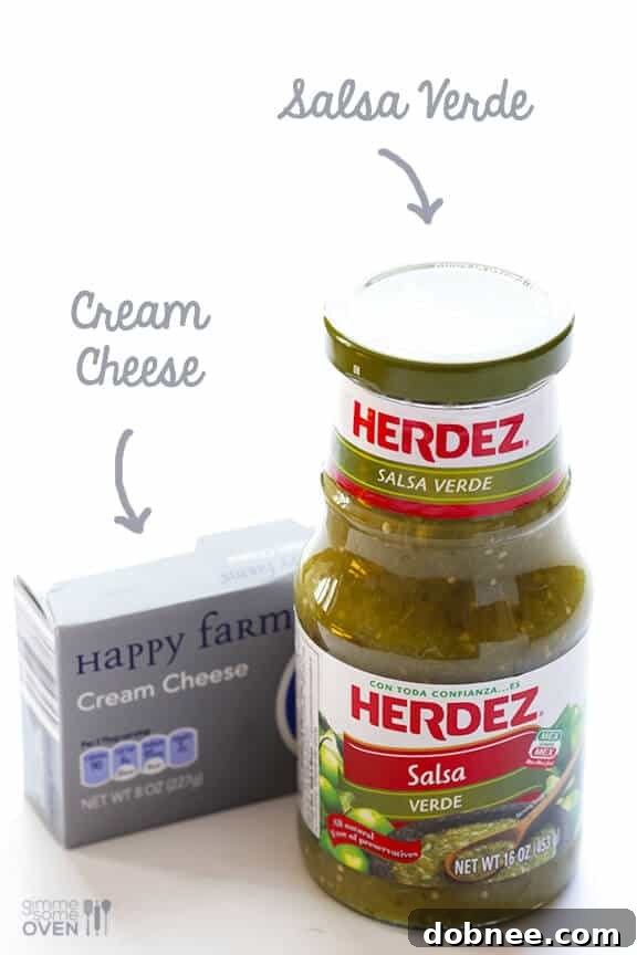 Quick and Easy Salsa Verde Cream Cheese Dip for Any Occasion - Minimal Ingredients, Maximum Flavor!