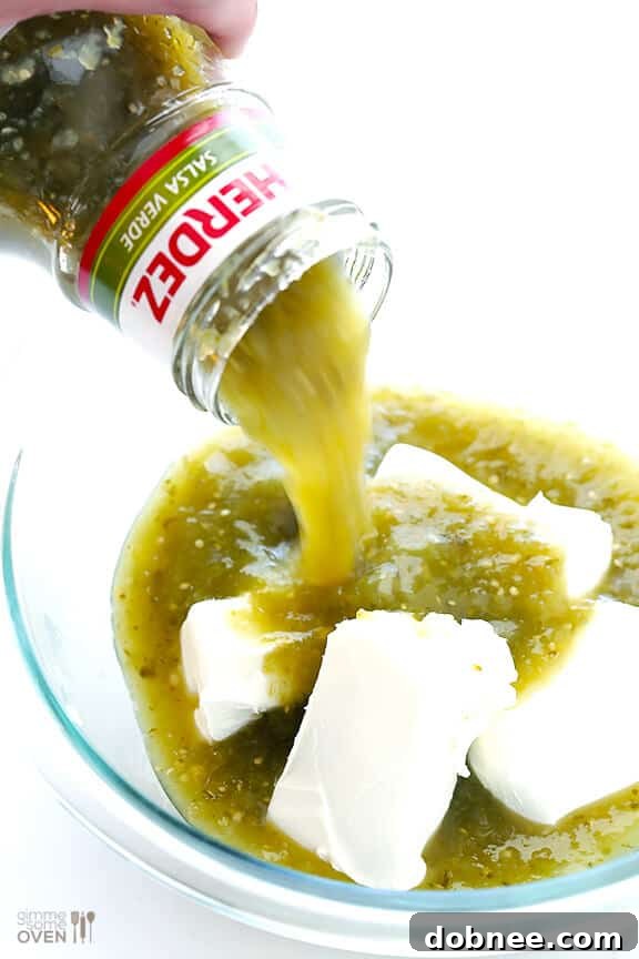 Effortless Cheesy Dip with Salsa Verde and Cream Cheese - A Crowd-Pleasing Appetizer!