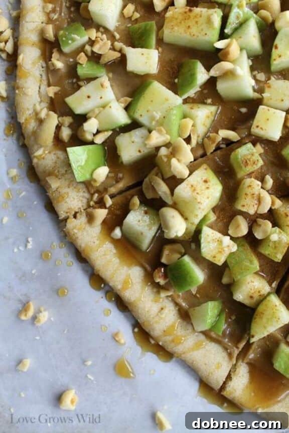 Taffy Apple Pizza, a sweet dessert pizza perfect for fall.