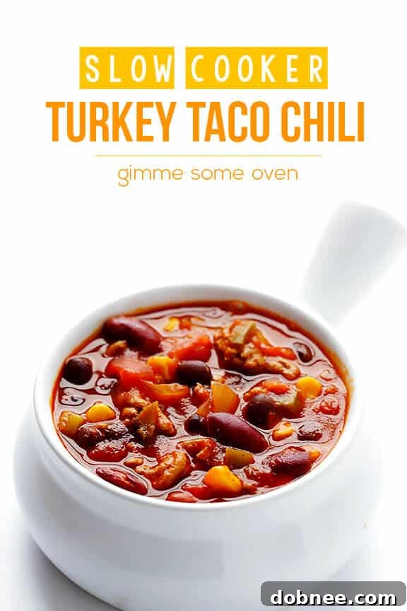 Slow Cooker Turkey Taco Chili | gimmesomeoven.com