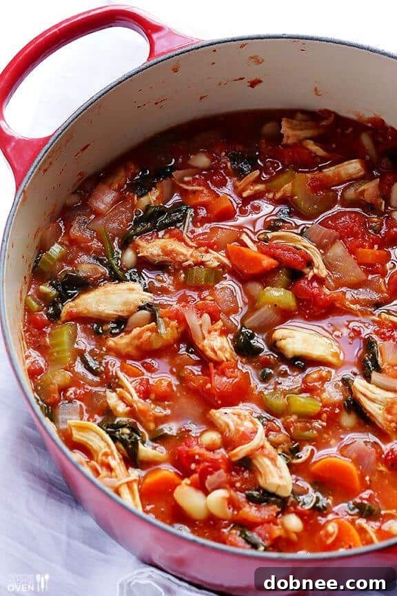 Hearty and Healthy Tomato Basil Chicken Stew recipe from Gimme Some Oven