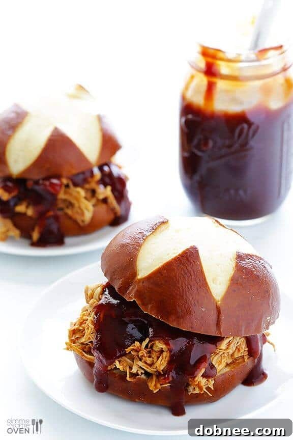 Effortless 2-Ingredient Slow Cooker BBQ Chicken recipe from Gimme Some Oven