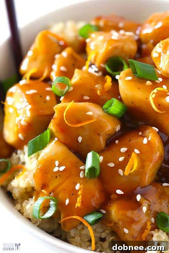 Healthier take on Skinny Orange Chicken recipe by Gimme Some Oven