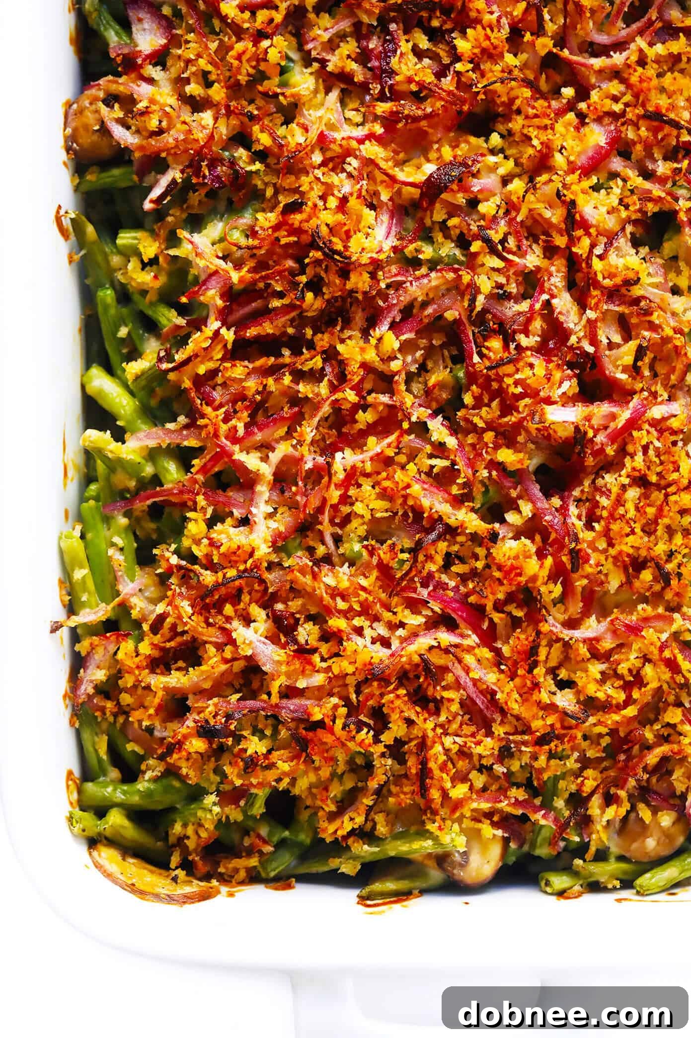 Easy Green Bean Casserole Recipe in Pan