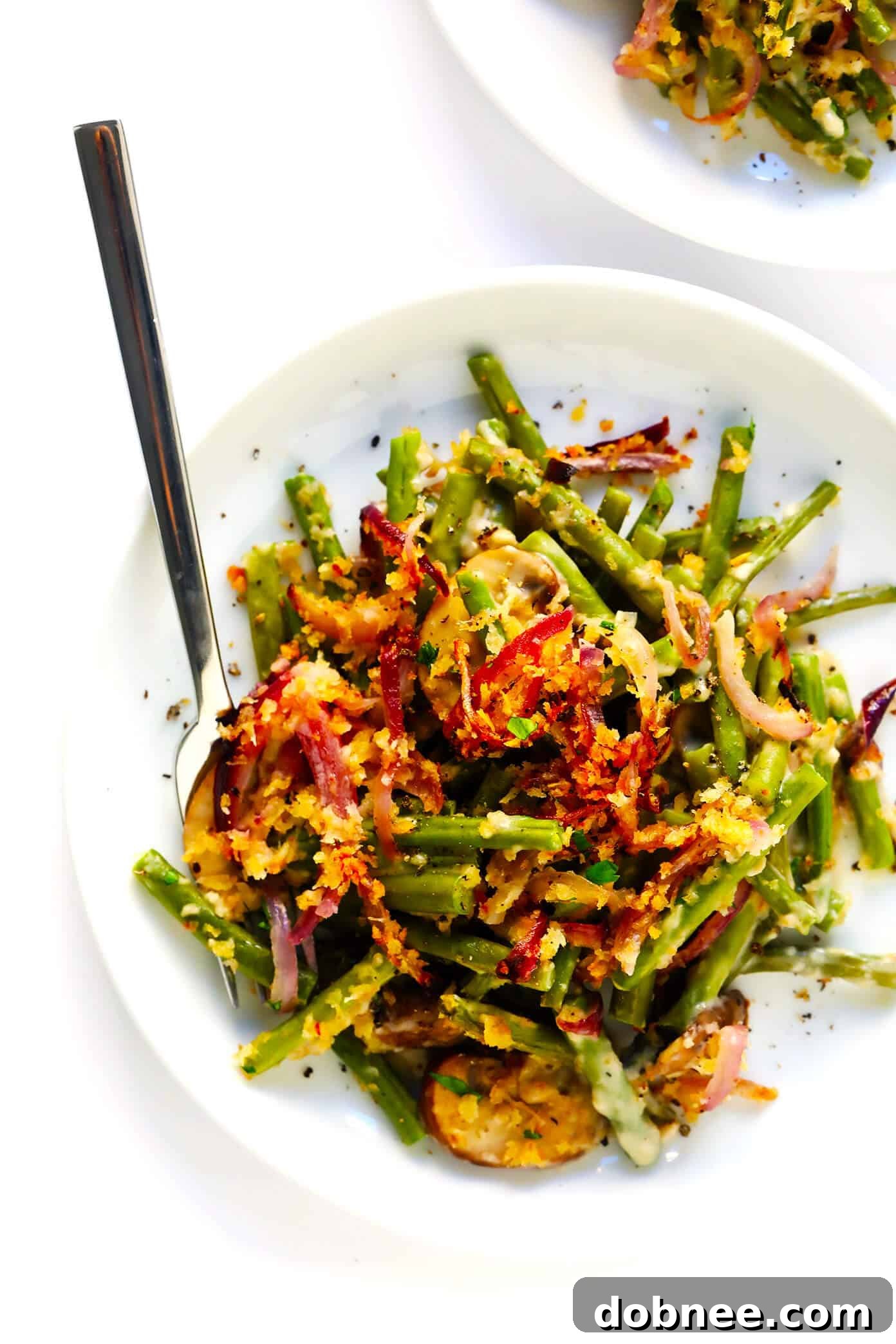 Best Green Bean Casserole on Serving Plate