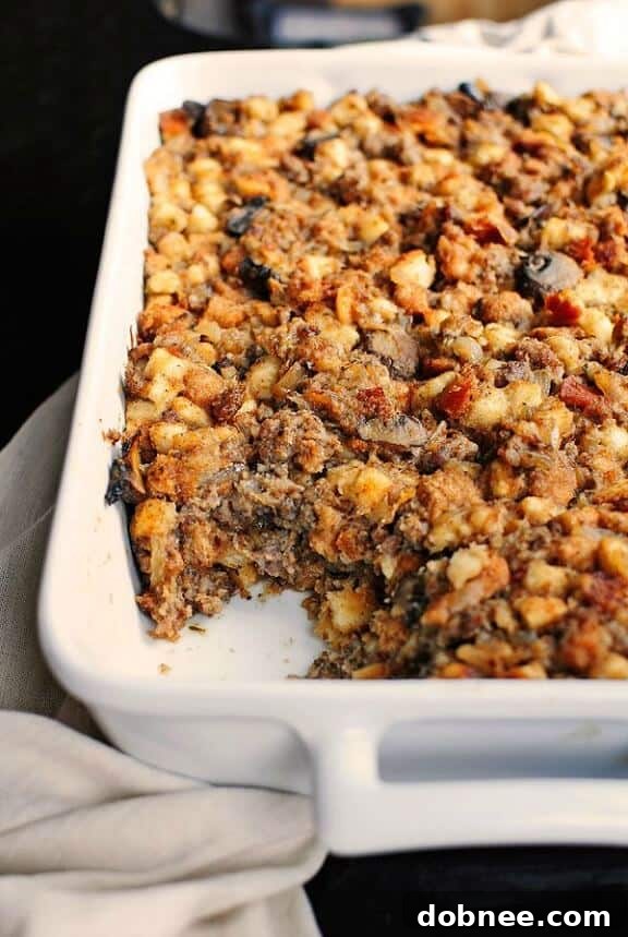 Sausage and Mushroom Stuffing - Hearty, Savory, and Umami-Rich