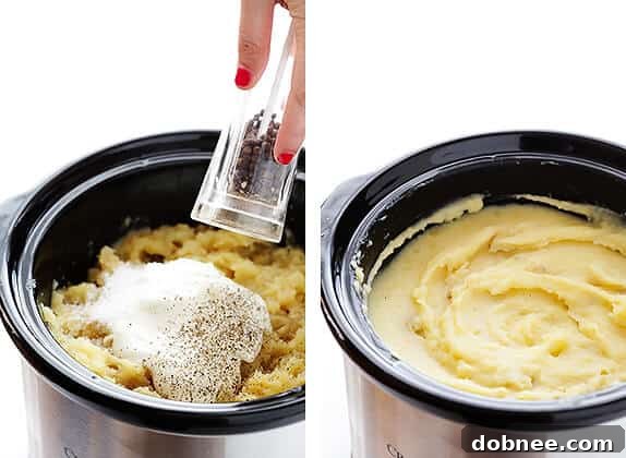Effortless Slow Cooker Mashed Potatoes 6 Slow Cooker Mashed Potatoes Recipe | gimmesomeoven.com #slowcooker #crockpot