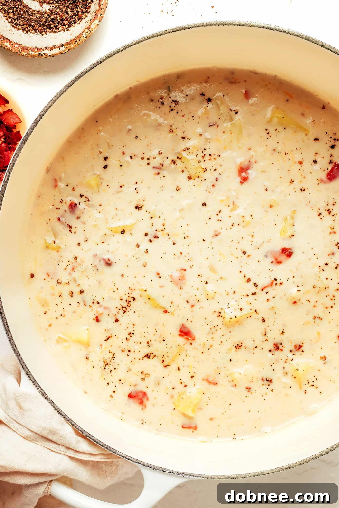 Assortment of potato soups, highlighting various recipe ideas.