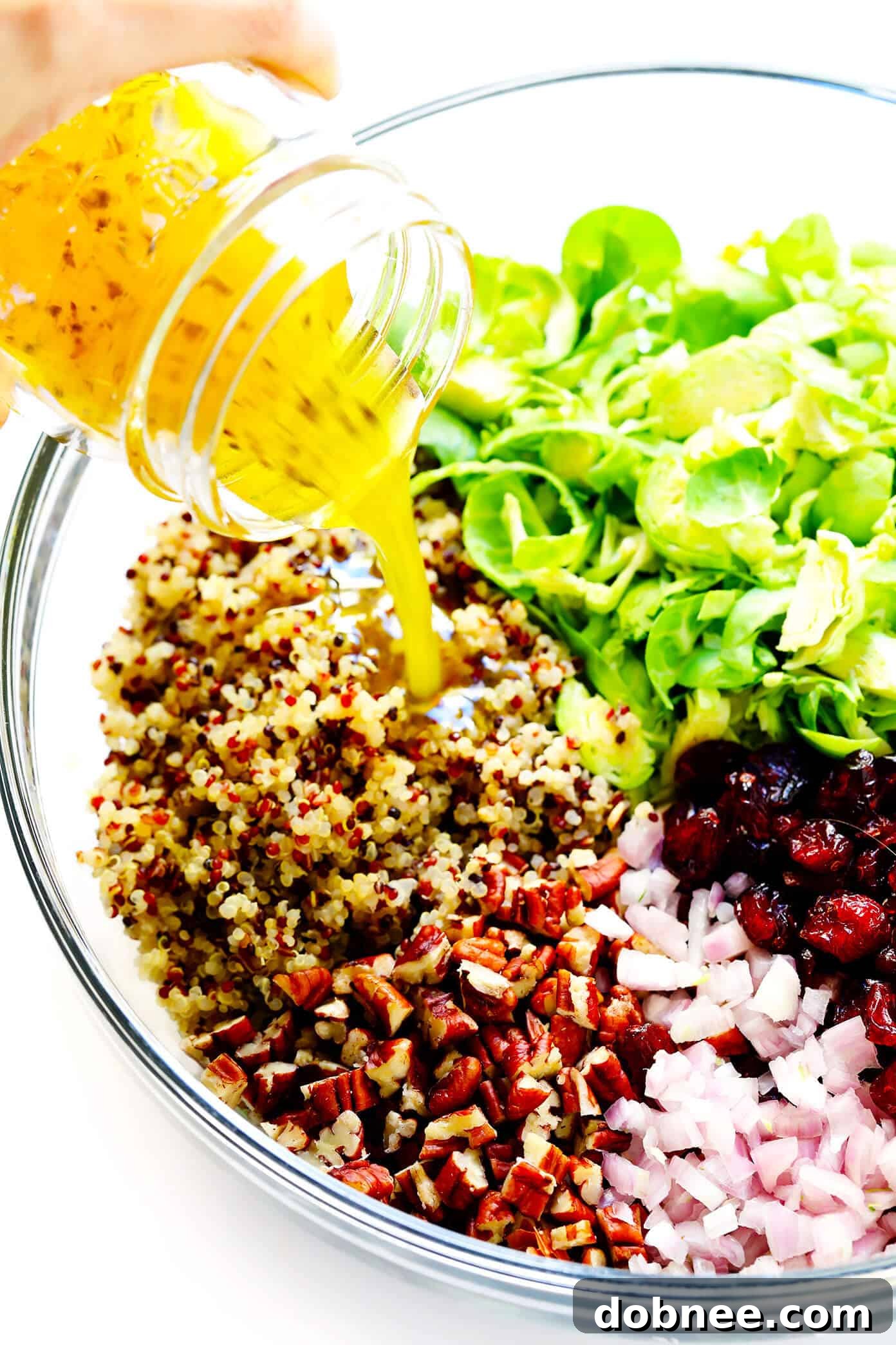 Step-by-step assembly of the Shredded Brussels Sprouts Salad