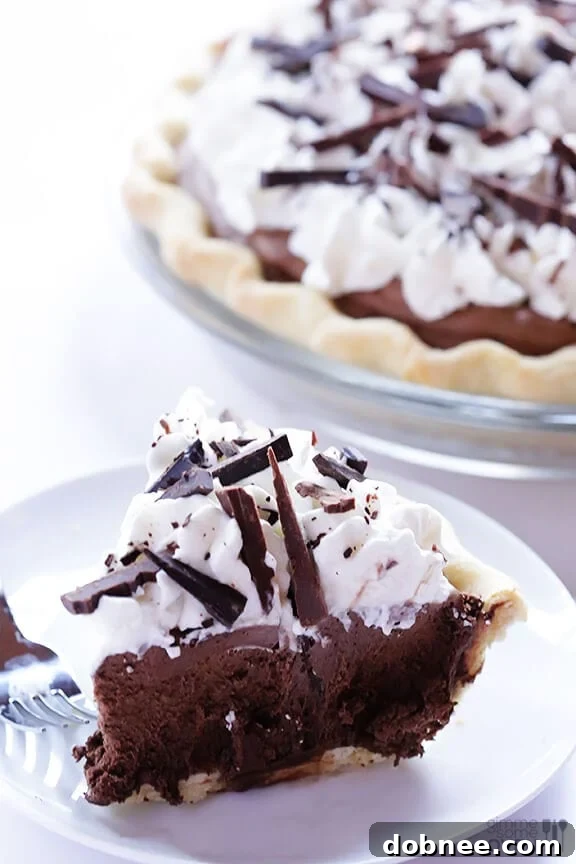 Rich and creamy French Silk Pie, a decadent chocolate dessert