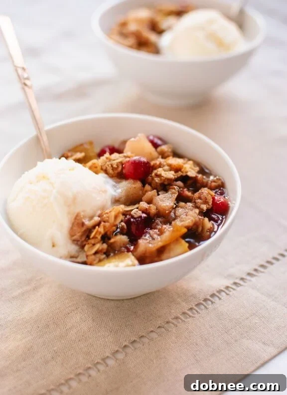 Wholesome Gluten-Free Pear Cranberry Crisp with a crumbly topping