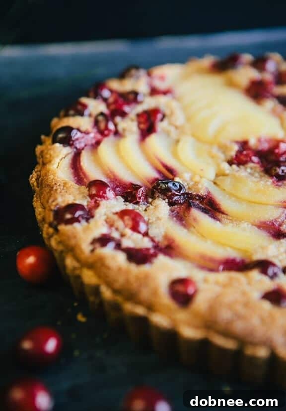 Elegant Cranberry Pear Tart with Almond Cream filling