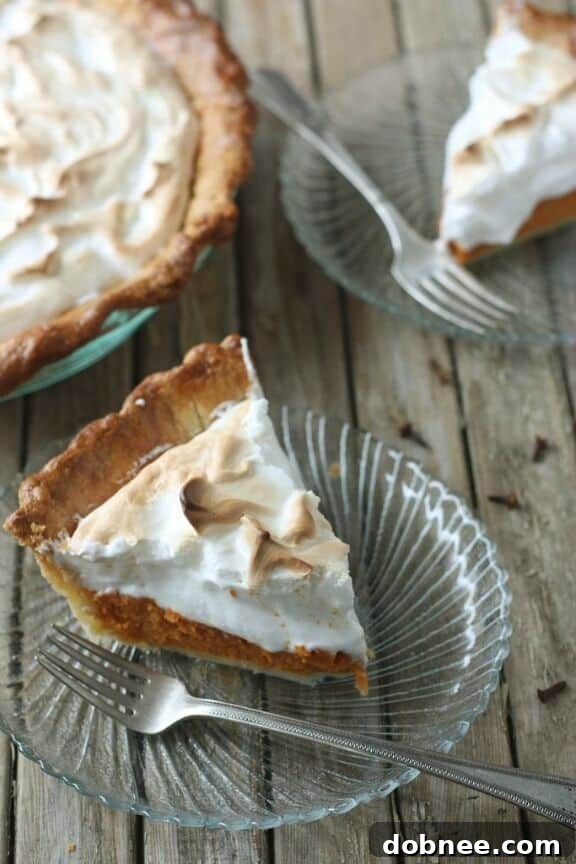 Fluffy Sweet Potato Pie crowned with toasted Marshmallow Meringue