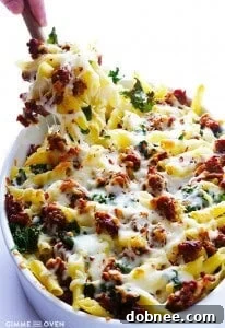 5-Ingredient Italian Sausage and Kale Baked Ziti - A quick and comforting pasta dish perfect for ultimate comfort.