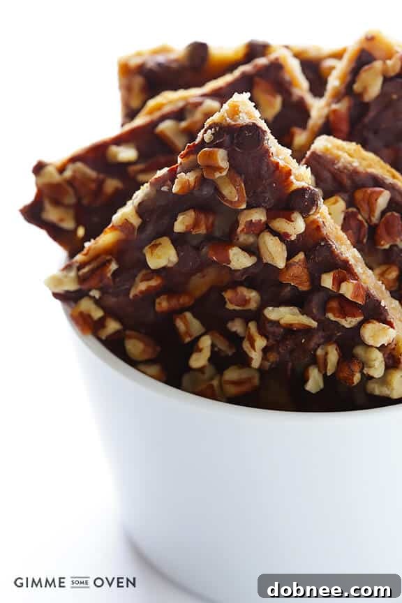 Chilled 5-Ingredient Graham Cracker Toffee, broken into pieces