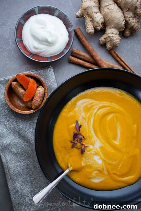 Hot or Chilled Ginger and Turmeric Spiced Spring Carrot Soup | gourmandeinthekitchen.com