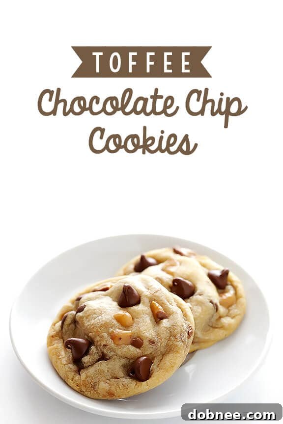 Toffee Chocolate Chip Cookies, arranged aesthetically, ready for enjoyment.