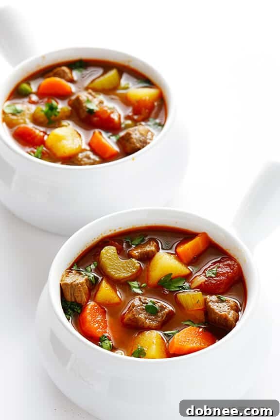 Hearty Vegetable Beef Soup, a classic comfort food perfect for cold weather