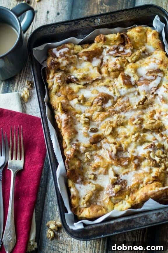 Comforting Hot Buttered Rum Bread Pudding, a warm and boozy holiday dessert