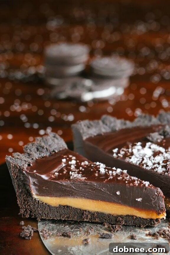 Decadent Dark Chocolate Salted Caramel Oreo Pie, a rich and irresistible holiday treat