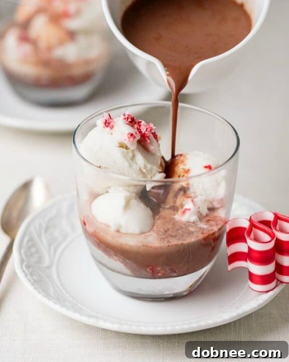 Peppermint Ice Cream and Hot Cocoa "Affogato", a cool and creamy holiday dessert