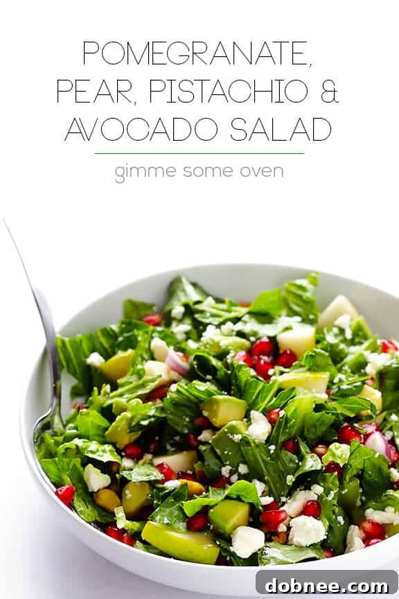 The Pomegranate Pear Avocado Salad is a perfect balance of sweet, creamy, and crunchy, making it a crowd-pleaser.