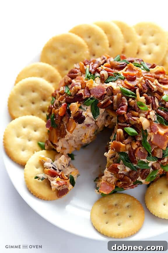 Bacon BBQ Cheese Bomb 8 An overhead shot of the full BBQ Bacon Cheese Ball, beautifully coated and ready to be served.