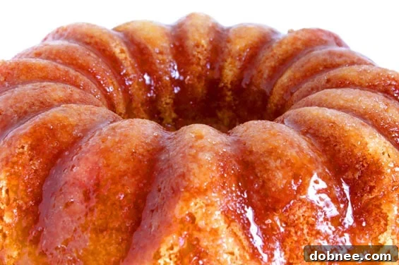 Glazed Rum Cake on a serving plate