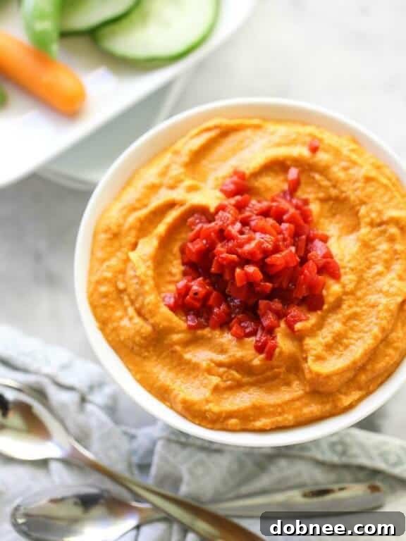 Spicy Roasted Red Pepper Hummus | foodiecrush.com