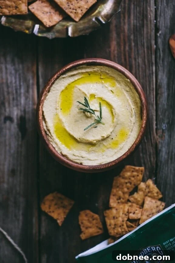 Garlic & Rosemary Hummus | adventures-in-cooking.com
