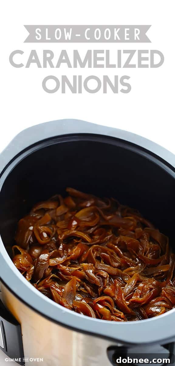 Large Batch of Sweet Caramelized Onions Prepared in a Crock Pot