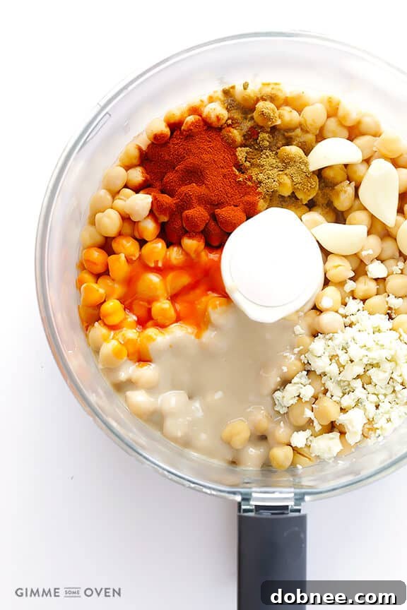 Easy Buffalo Hummus Preparation - Simply Blend and Serve!