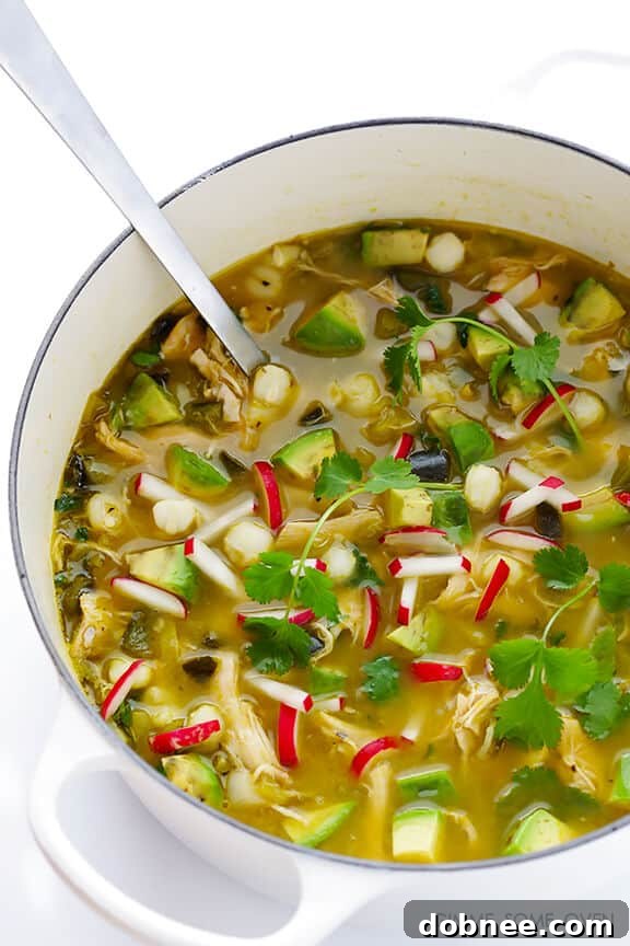 Easy Chicken Posole Verde: A delicious, comforting Mexican hominy stew ready in 20 minutes!
