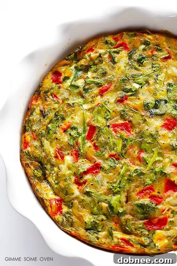 The Baked Frittata mixture poured into a pie pan, ready for the oven.