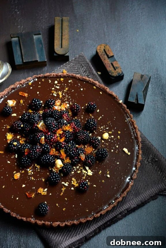 Dark Chocolate Tart with Blackberries and Hazelnut Praline | fromthekitchen.co.nz