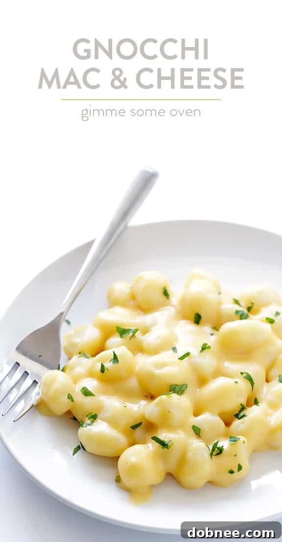 A comforting bowl of Gnocchi Mac and Cheese, ready to be enjoyed