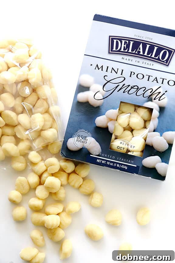 Uncooked DeLallo Mini Potato Gnocchi in a bowl