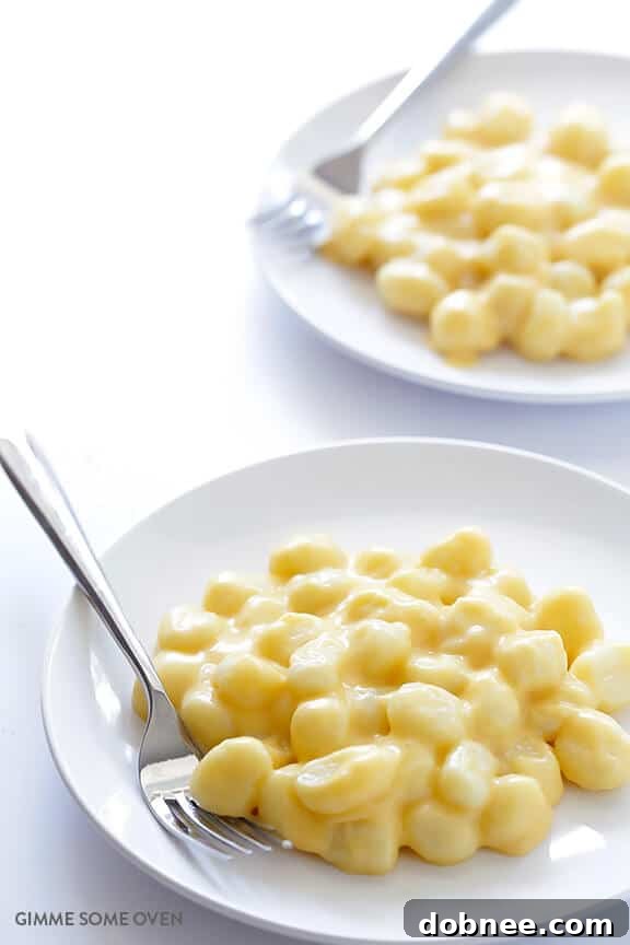 Gnocchi Mac and Cheese garnished with fresh herbs